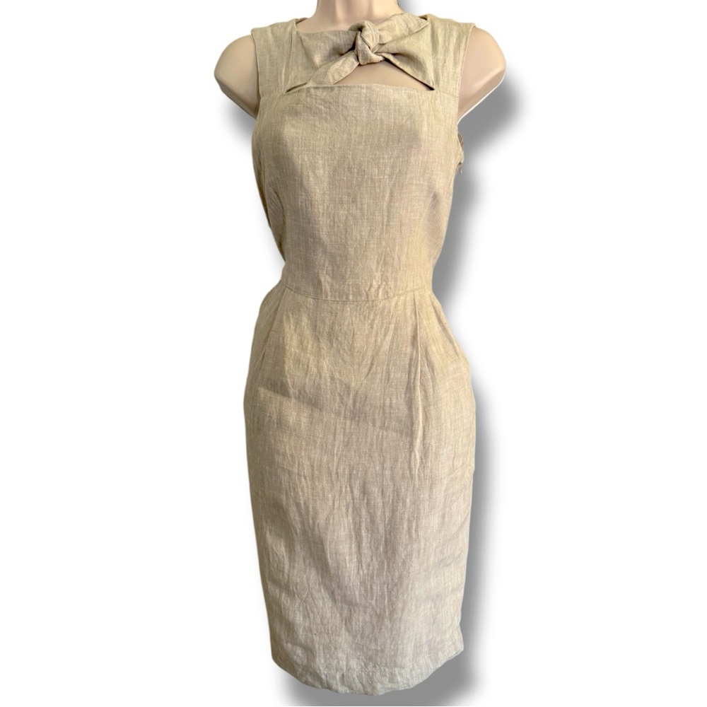 Bitte Kai Rand Linen Tie Detail Sheath Dress Size 36 Tan